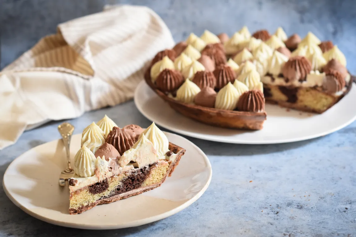 Tarte marbrée vanille & chocolat