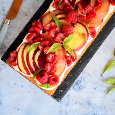 Part de Tarte sablé breton pêche & framboise