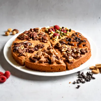 Part de Cookie-pizza façon Cédric Grolet (chocolats & fruits secs)