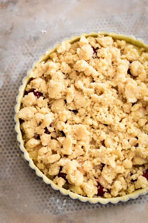 tarte crumble peche framboise 10