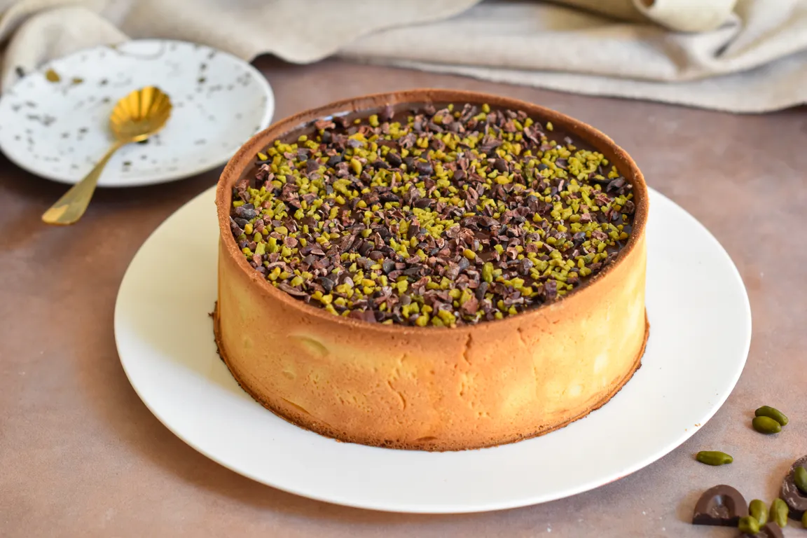 Pistachio & Chocolate Custard Tart