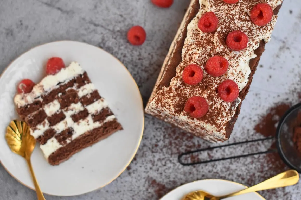 Gâteau damier chocolat & chantilly