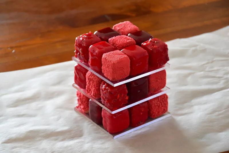 Rubik's cake pistache & framboise (inspiration Cédric Grolet)