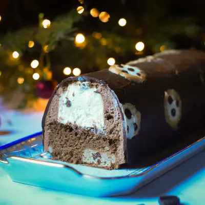 Part de Bûche estilo brookie (cookie / brownie)